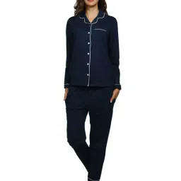 Nite Flite Navy Cotton Shirt With Pyjamas-picture-22