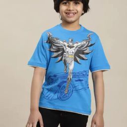 Kidsville Batman Printed Regular Fit Blue T-Shirt For Boys-picture-7