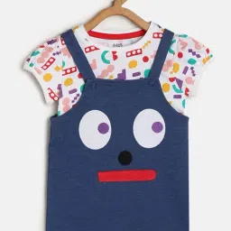 MINIKLUB Kids Navy & White Printed T-Shirt with Dress-picture-37