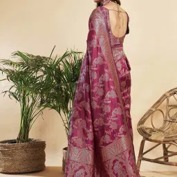 Satrani Maroon Silk Woven Saree With Unstitched Blouse image 3