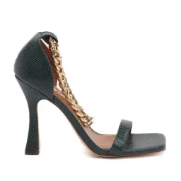 London Rag Women's Bottle Green Ankle Strap Stilettos-image-28
