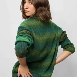 The Souled Store Green Ombre Pattern Sweater image 2