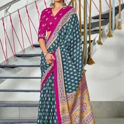 Pandadi Saree Ethnic Motifs Block Print Sarees-image-52