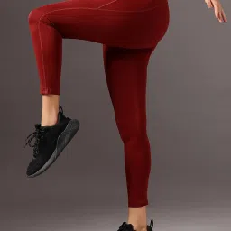 Clovia Maroon Slim Fit Tights image 3