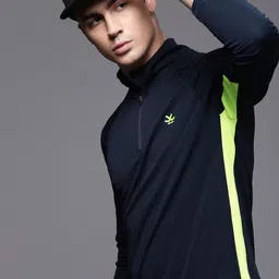 WROGN ACTIVE Men Navy Blue Solid High Neck T-shirt-picture-31