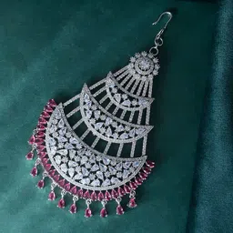 Voylla Silver Riyasati Regal American Diamond Maang Tikka-image-65