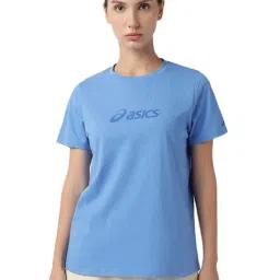 Asics Blue Cotton Regular Fit Sports T-Shirt-image-31