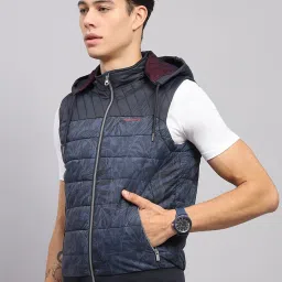 Monte Carlo Blue Regular Fit Printed Hooded Jacket image 3