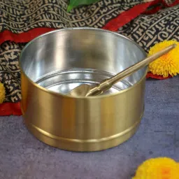 Ambi Super Elegant Gold Brass 3 Tier Tiffin Set with Spoon image 3