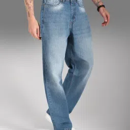 High Star Blue Cotton Flare Fit Jeans-image-8