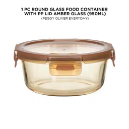 Peggy Oliver Amber Glass Round Food Container With Lid (0.95 L) image 3
