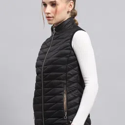 Monte Carlo Black Nylon Blend Solid Sleeveless Jacket image 3