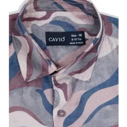 Cavio Boys Brown & Navy Printed Full Sleeves Shirt image 3