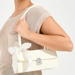 Styli Cream Solid Shoulder Handbag-picture-21