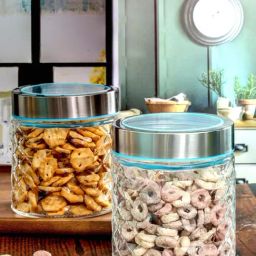 Goodhomes Transparent Glass Storage Jar with Color Lid - Set of 2-picture-44