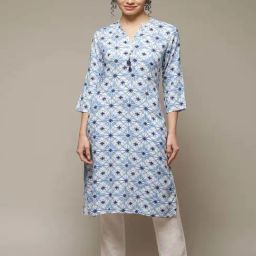 Rangriti Blue Printed Straight Kurta-picture-22
