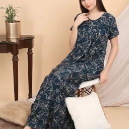 Sweet Dreams Navy Cotton Printed Nighty image 3
