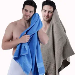 Dollar Cobalt Blue & Nature Lux 400 GSM 100% Cotton Bath Towels - Set of 2-picture-14