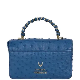 Hidesign Blue Textured Small Satchel Handbag image 3