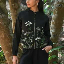 Okhai Stellato Black Pure Cotton Hand Embroidered Jacket-picture-31