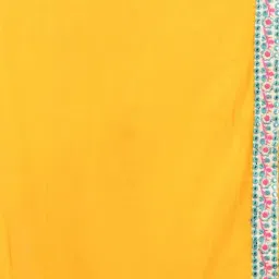CHARUKRITI Yellow Cotton Embroidered Saree image 4