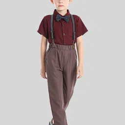 LULU & SKY Boys Button Up Shirt With Suspender Trousers image 2