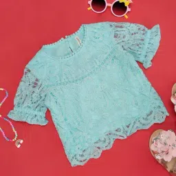 Pantaloons Junior Kids Blue Embroidered Full Sleeves Top-image-44