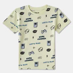 R&B Boys Lime Cotton Graphic Print T-Shirt-picture-28