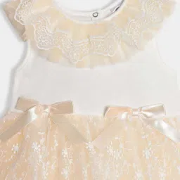MiArcus Girls Cream Cotton Embellished Party Dresses image 3