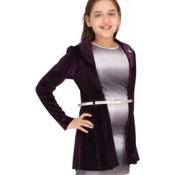 Cutecumber Kids Purple Self Pattern Dress & Shrug image 3