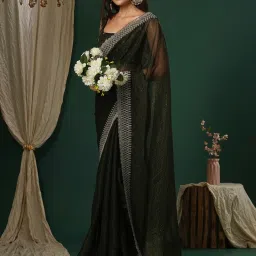 Saree Mall Green Embroidered Sarees With Unstitched Blouse image 3