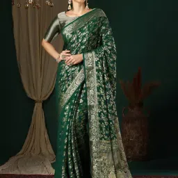 Saree Mall Green Woven Sarees With Unstitched Blouse-image-40