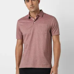 Van Heusen Orange Cotton Regular Fit Printed Polo T-Shirt-image-13