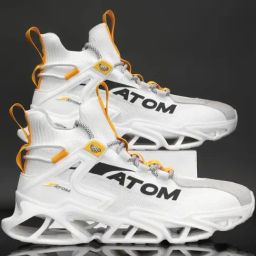 Atom Men's Hollow Man White Running Shoes-picture-17
