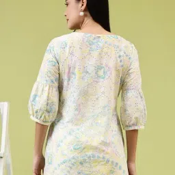 W Yellow Cotton Abstract Top image 2