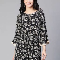 Oxolloxo Black & White Floral Print Playsuit-picture-11