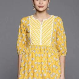 Libas Yellow Cotton Floral Kurti-picture-34