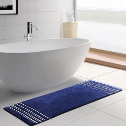 OBSESSIONS Midnight Blue Polyester Quick Dry & Anti Skid Bath Mat (Large)-picture-23