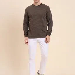 JadeBlue Brown Slim Fit Striped T-Shirt image 5