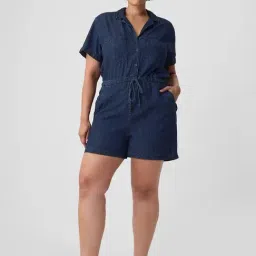 GAP Medium Blue Relaxed Fit Solid Playsuit image 3