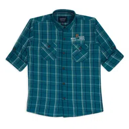 Cavio Kids Green Checks Shirt-image-50