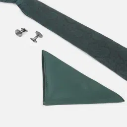 Van Heusen Green Embroidered Tie Pocket Square and Cufflink image 4