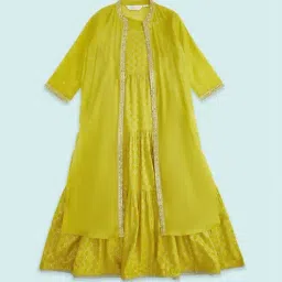 Akkriti by Pantaloons Kids Lime Green Embellished Party Dress-picture-38
