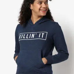 Campus Sutra Navy Cotton Graphic Print Hoodie-image-90