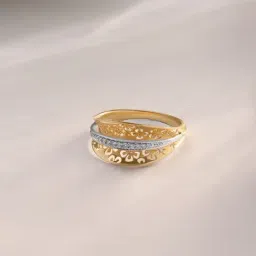 Mia by Tanishq 14k (585) Yellow & White Gold and Diamond Princess Bloom Casual Rings-picture-28