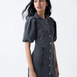 nuon women Nuon by Westside Grey Faded Denim A-Line Dress-picture-18