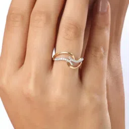 Mia by Tanishq 14k (585) Yellow Gold and Diamond Sassy Swirl Casual Rings image 2