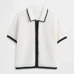 GAP White Woven Design Regular Fit Shirt image 4