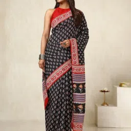 Soch Black Art Silk Floral Saree with Unstitched Blouse-image-57