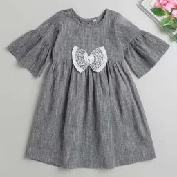 The Magic Wand Kids Grey Cotton Applique Dress-image-71